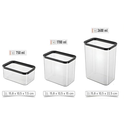 Kit 3 Potes Herméticos Transparentes com Tampa Preta – Organizadores para Mantimentos, Cozinha e Despensa em Tamanhos Variados — imagem 7