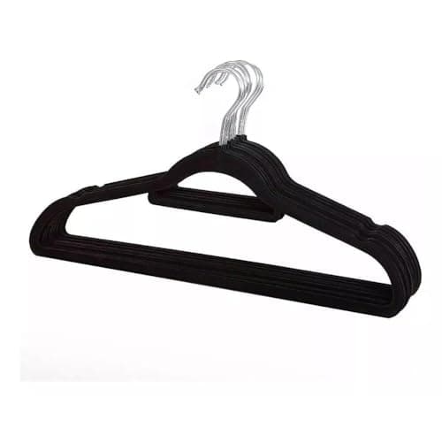 Kit 10 Cabides Infantis de Veludo Preto com Gancho Metálico – Cabide Fino para Roupas de Bebê e Criança — imagem 2