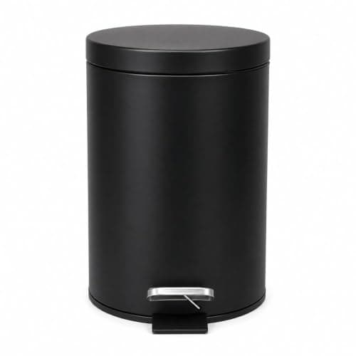 Lixeira 3L com Pedal Redonda Preta Fosca para Banheiro, Cozinha, Escritório e Lavanderia – Design Moderno, Tampa com Fechamento Suave e Fácil Limpeza — imagem 2