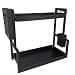 Organizador Multiuso de Metal Preto com 2 Andares – Prateleira de Bancada para Cozinha, Banheiro, Cosméticos e Produtos de Higiene