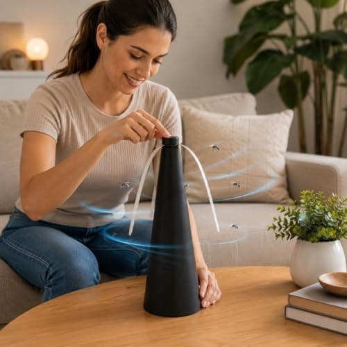 Ventilador Repelente de Mosquitos e Moscas para Mesa – Repelidor de Insetos com Pás Flexíveis Refletivas, Silencioso, Ideal para Churrasco, Cozinha, Área Gourmet, Restaurante e Camping — imagem 7