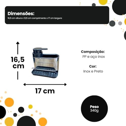 Dispenser de Detergente em Aço Inox com Porta-Esponja e Bandeja – Organizador de Pia para Detergente e Acessórios de Cozinha — imagem 7