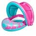 Bote Infantil Piscina Rosa com Cobertura Protetora | Boia Inflável para Bebê e Criança Pequena | Assento Seguro para Água, Praia e Piscina