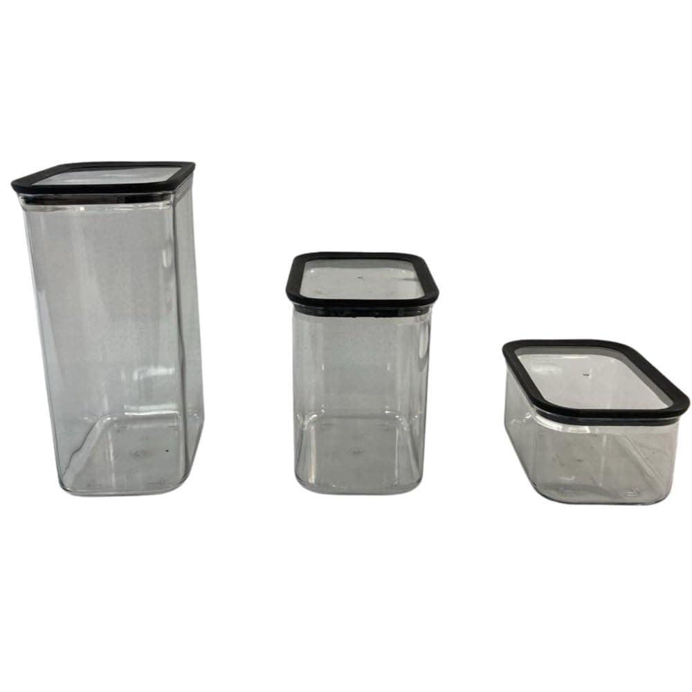 Kit 3 Potes Herméticos Transparentes com Tampa Preta – Organizadores para Mantimentos, Cozinha e Despensa em Tamanhos Variados — imagem 3