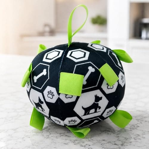Bola de Pelúcia para Pets com Sino e Alças – Brinquedo Interativo para Cães e Gatos Preto e Verde — imagem 7