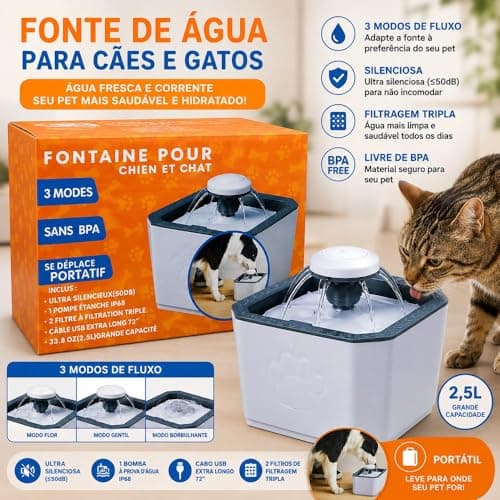 Fonte Bebedouro para Cães e Gatos 20 cm com 3 Modos de Fluxo – Bebedouro de Água para Pets Branco e Cinza — imagem 6