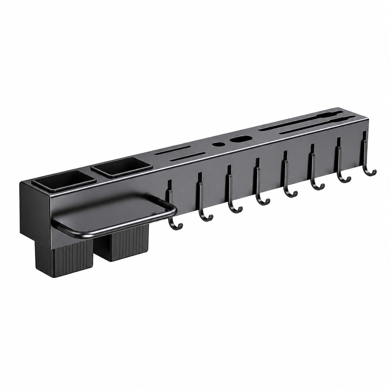 Suporte Organizador de Cozinha Cinza com 6 Ganchos, Porta-Utensílios e Compartimentos – Organizador de Parede para Facas, Talheres e Acessórios — imagem 3