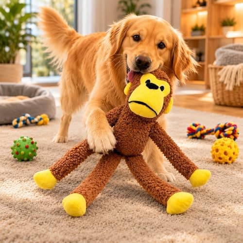 Brinquedo Pet Macaco de Pelúcia 45 cm com Apito – Mordedor Interativo para Cães, com Braços e Pernas Longas — imagem 7