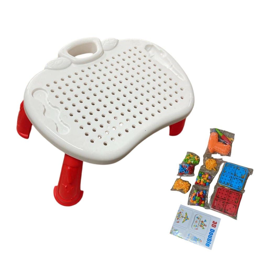 Mesa Criativa Educativa de Montagem 3D com 247 Peças, Parafusadeira e Acessórios – Brinquedo Infantil de Construção 5 em 1 — imagem 3