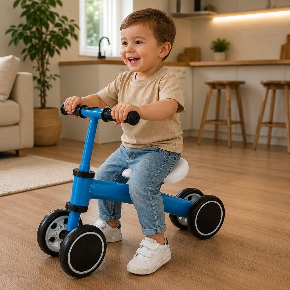 Bicicleta Infantil de Equilíbrio Azul com 4 Rodas e Sem Pedal – Bike Infantil para Coordenação Motora e Primeiros Passos - Acima de 12 meses — imagem 5