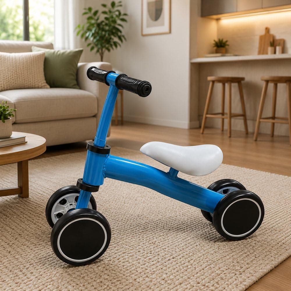Bicicleta Infantil de Equilíbrio Azul com 4 Rodas e Sem Pedal – Bike Infantil para Coordenação Motora e Primeiros Passos - Acima de 12 meses — imagem 4