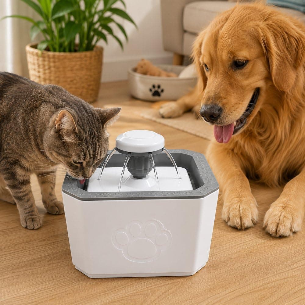 Fonte Bebedouro para Cães e Gatos 20 cm com 3 Modos de Fluxo – Bebedouro de Água para Pets Branco e Cinza — imagem 5
